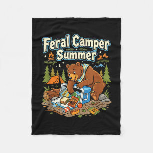 Feral camper weekend forest backpacking enthusiast fleece blanket