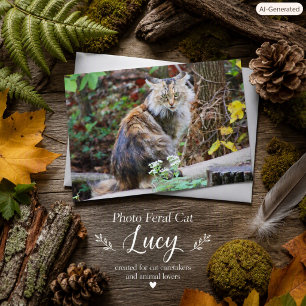 Feral Cat Sitting in Woods Photo Cat Lovers Card