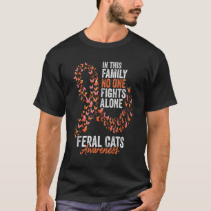 Feral Cats Awareness Month Butterflies Orange Ribb T-Shirt