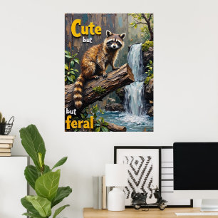Feral Charm: A Raccoon's Portrait Poster