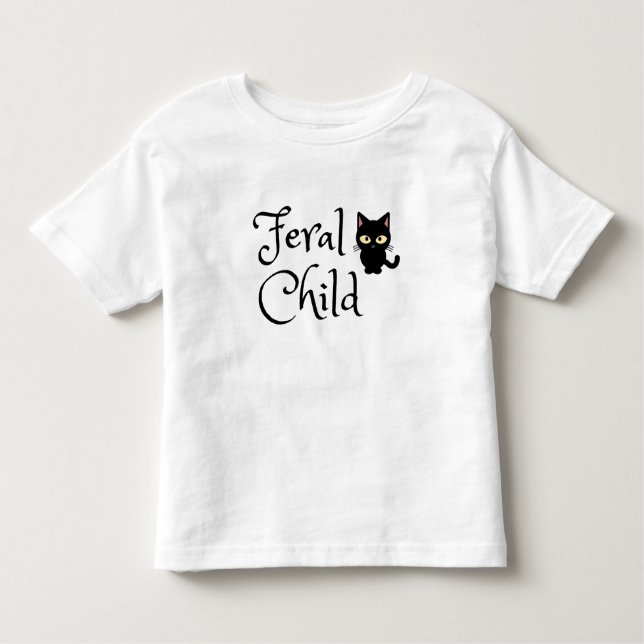 Feral Child with Black Cat Design Toddler T-Shirt (Front)
