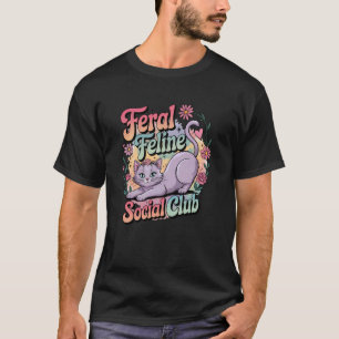 Feral Feline Social Club Pastel Cat for Women & Gi T-Shirt