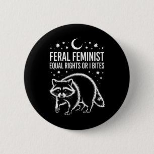 Feral Feminist Racoon Gothic 6 Cm Round Badge