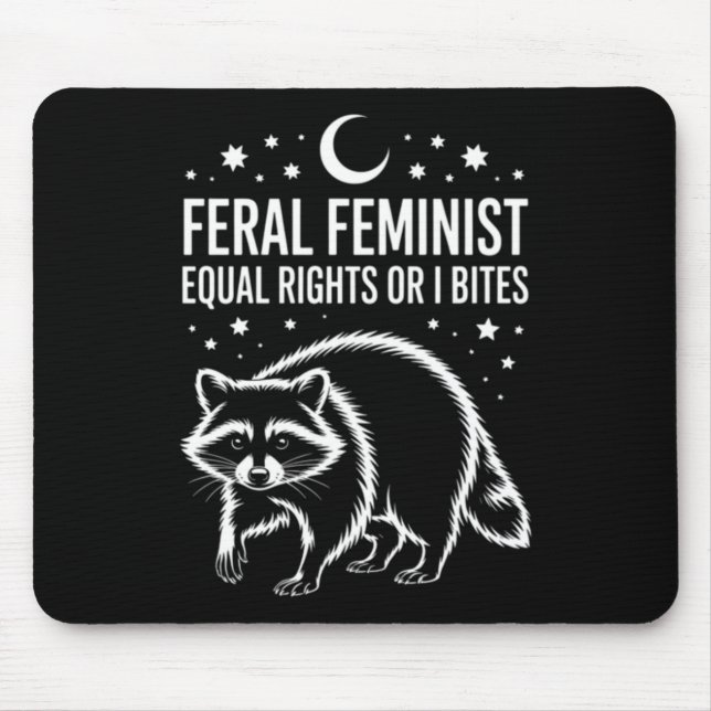 Feral Feminist Racoon Gothic Mouse Pad (Front)