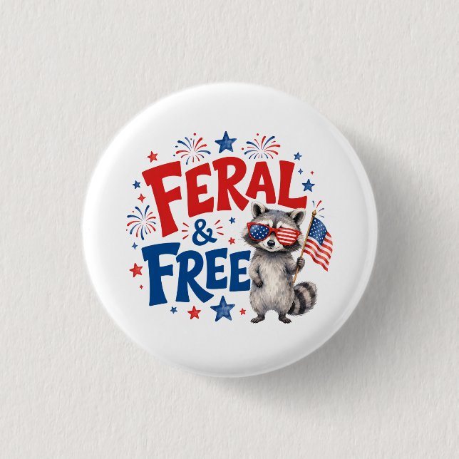 Feral & Free 3 Cm Round Badge (Front)