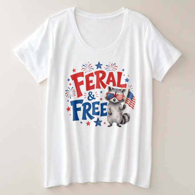 Feral & Free Plus Size T-Shirt (Design Front)