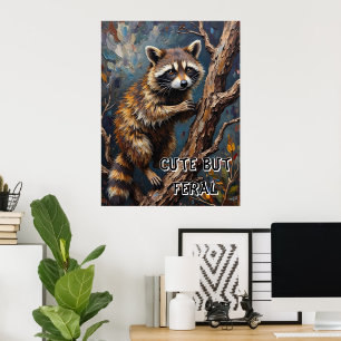 Feral Gaze: Raccoon in the Bare Woods Poster