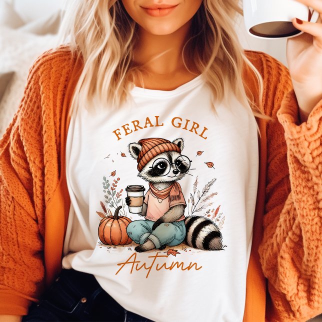 Feral Girl Autumn Vintage Racoon T-Shirt (Creator Uploaded)