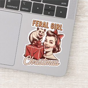 Feral Girl Christmas Opossum Xmas Trashy Retro