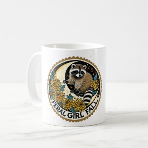 Feral Girl Fall Racoon Coffee Mug