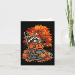Feral Girl Fall Racoon Halloween Pumpkin Racoon Card