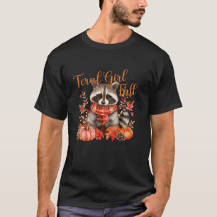 Feral Girl Fall Racoon Pumpkin Funny Halloween T  T-Shirt