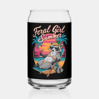 Feral Girl Summer Beach Funny Racoon
