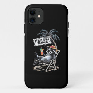 Feral Girl Summer Beach Funny Racoon Case-Mate iPhone Case