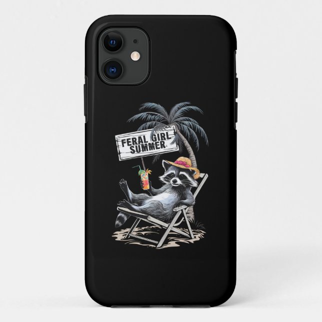 Feral Girl Summer Beach Funny Racoon Case-Mate iPhone Case (Back)