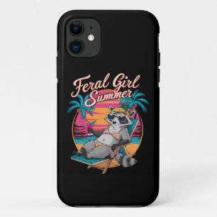 Feral Girl Summer Beach Funny Racoon Case-Mate iPhone Case