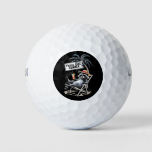 Feral Girl Summer Beach Funny Racoon Golf Balls