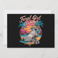 Feral Girl Summer Beach Funny Racoon