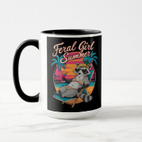 Feral Girl Summer Beach Funny Racoon