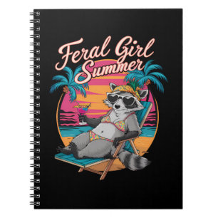 Feral Girl Summer Beach Funny Racoon Notebook