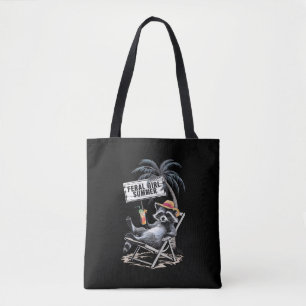 Feral Girl Summer Beach Funny Racoon Tote Bag