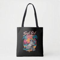 Feral Girl Summer Beach Funny Racoon