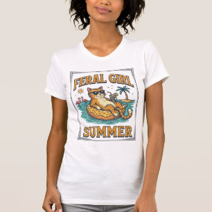 Feral Girl Summer Cat Float Vintage Shirt Design_1