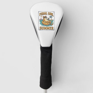 Feral Girl Summer Cat Float Vintage Shirt Design_1 Golf Head Cover