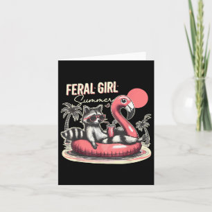 Feral Girl Summer Funny Meme Feral Racoon Summer Card
