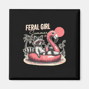 Feral Girl Summer Funny Meme Feral Racoon Summer  Magnet