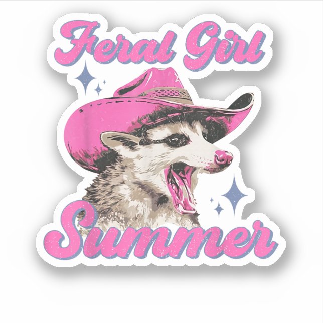 Feral Girl Summer Opossum Funny Vintage (Front)