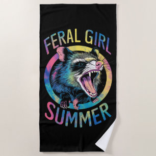 Feral Girl Summer Opossum Tie Dye Racoon Beach Towel