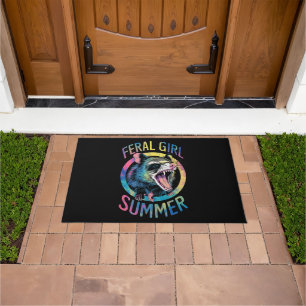 Feral Girl Summer Opossum Tie Dye Racoon Doormat