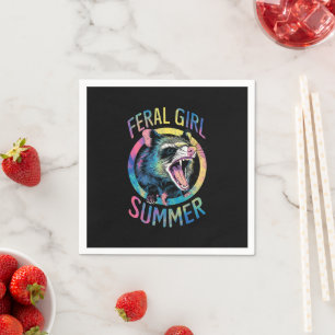 Feral Girl Summer Opossum Tie Dye Racoon Napkin