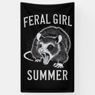 Feral Girl Summer Opossum Vintage Banner
