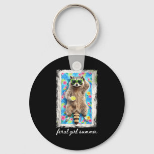 Feral girl summer racoon coctails women girl key ring