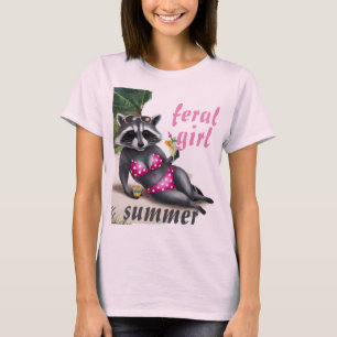 Feral girl summer Racoon Shirt t-shirt