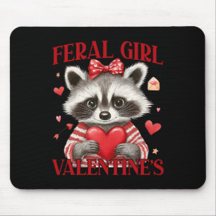 Feral Girl Valentine´s Racoon Hearts Love Valenti Mouse Pad