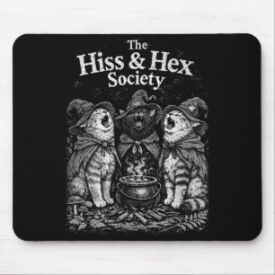 Feral hiss &amp; hex society cat wicca halloween mouse pad