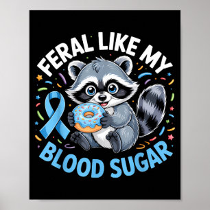 Feral Like My Blood Sugar Raccoon  Poster