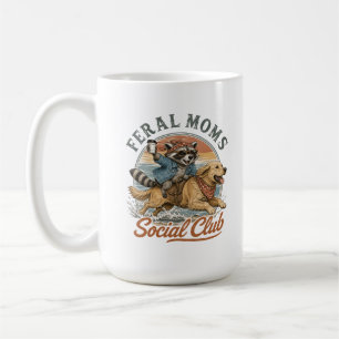 Feral Moms Social Club Racoon Riding Golden Retri Coffee Mug