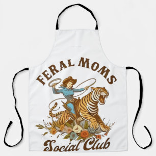 Feral Mum Social Club Funny Retro Boho Cowgirl Apron