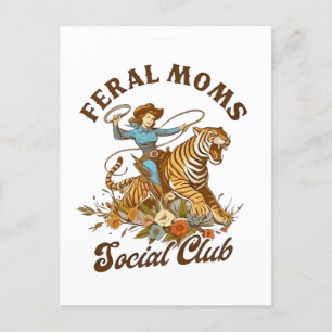 Feral Mum Social Club Funny Retro Boho Cowgirl  Holiday Postcard