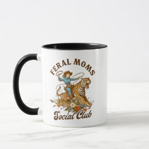 Feral Mum Social Club Funny Retro Boho Cowgirl Mug