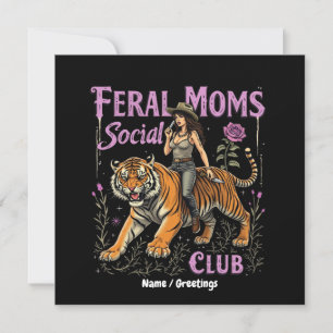 Feral Mum Social Club   Funny Trendy Graphic Gift  Invitation