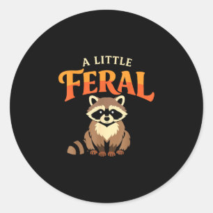 Feral racoon funny wildlife nature lover retro classic round sticker