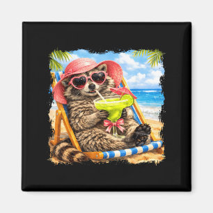 Feral Racoon Summer Vibe Funny Margarita Weather Magnet
