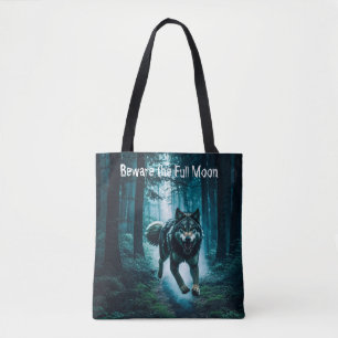 Feral Wolf Halloween Full Print Tote Bag