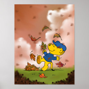 Ferald Amongst The Autumn Leaves Poster