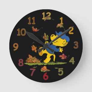 Ferald Amongst The Autumn Leaves Round Clock